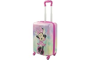 FUL Disney Minnie Mouse 21 Inch Kids Carry On Luggage, Hardshell Rolling Suitcase with Spinner Wheels, Pink