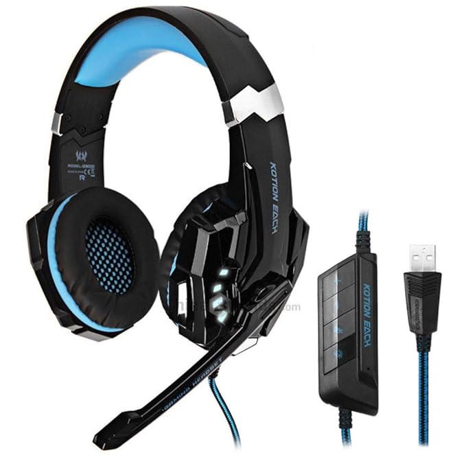 Kotion EACH G9000 Gaming Kopfhörer 7.1 Surround USB Vibration Game Headset Stirnband Kopfhörer mit Mikrofon LED Licht für PC 