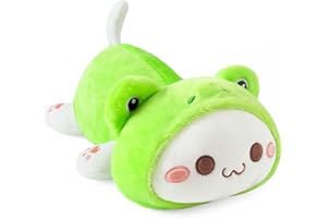 Onsoyours Cute Kitten Frog Plush Toy Stuffed Animal Kitty Soft Frog Cat Plush Pillow for Kids (Green Cat Frog, 12")