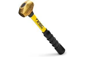 ABC HAMMERS Brass Hammer - 2 lb. USA Made Non-Sparking Hammer with 12" Fiberglass Handle & Double Faced Head - ABC2BFB