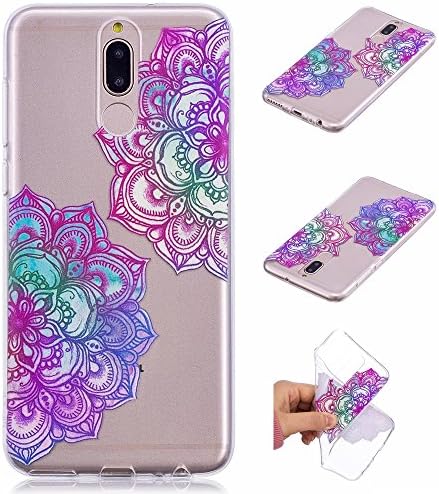 IJIA Case for Huawei Mate 10 Lite (5.9") - Transparent Colorful Datura Flowers Clear TPU Soft Silicone Phone Back Protection Bumper Fashion Skin back Shell Case Cover