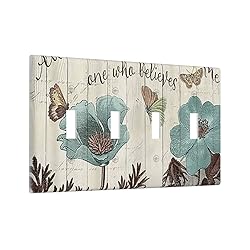 Teal Tulip Rustic Floral Wood Flower Quad Toggle