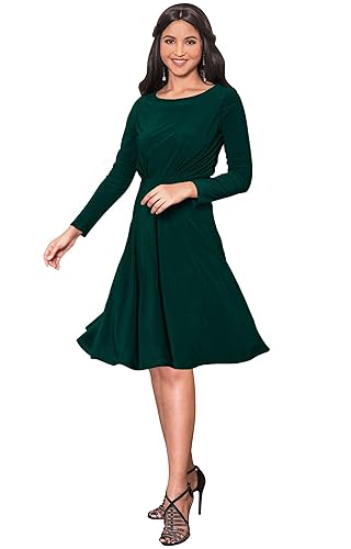 KOH KOH Petite Womens Long Sleeve Dressy A-line Fall Winter Formal