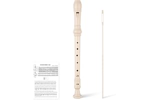 YONTY 8-Hole Soprano Descant Recorder Baroque Style Kids Music Flute with Cleaning Rod & Case Bag for School Student Home Entertainment - Beige