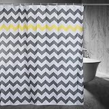 Chevron Shower Curtain, 72 x 72-Inch, Gray/Yellow