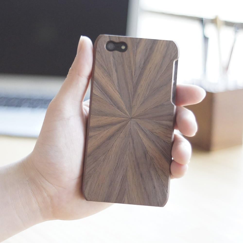 [Sliced Veneer Textile] Handmade Wooden Case Cover for iPhone 5 & 5s (Made in Japan) (Radiation Pattern/Walnut)
