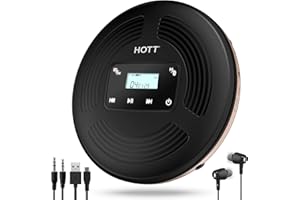 QDZ HOTT Portable CD Player with Bluetooth and FM Transmitter with Touch Buttons Backlight,Rechargeable Discman Player with AUX Cable,CD Player Shockproof for Car CD903TF