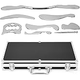 ISXACFF 8 in 1 Stainless Steel Gua Sha Muscle Scraper Massage Tool Set IASTM Tools Portable Scraping Tool Physical Therapy Great Soft Tissue Mobilization with Carrying Case
