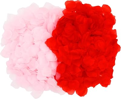 OWLKELA 1200Pcs Rose Petals Red & Pink No-Taste Emulation Wedding Decor
