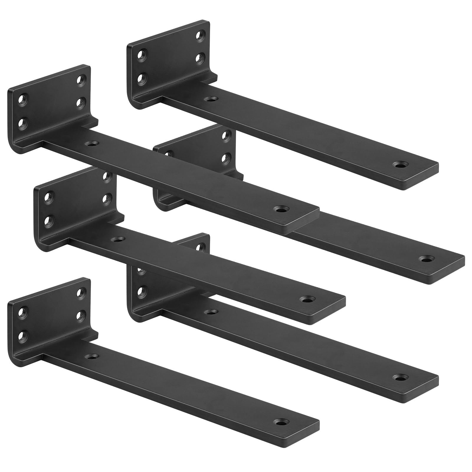 Photo 1 of Floating Shelf Bracket 12 inch 6 Pack L Brackets for Shelves Black Metal Heavy Duty Shelf Brackets for DIY Decorative with Mounting Hardware