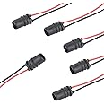 Yumfugu 6 PCS T10 Car Instrument Lights Socket Connector Adapter, 0.86" x 0.47" 12961 Rubber Round Mouth Harness Socket with 4.33" Wire, Extension Harness Plug, Suitable for Most Cars (Black)