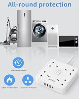 Mscien 4 Gang Extension Lead 4 USB (USB-C 3A) Short Cord Power Strip Wall Mount view 4