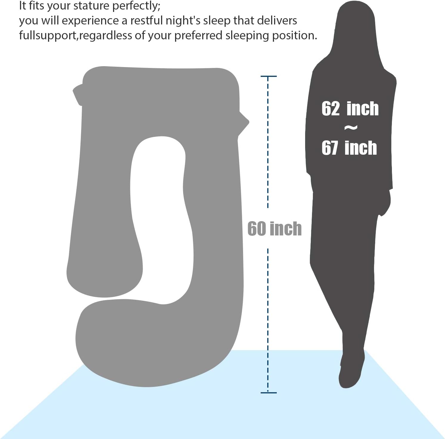 BATTOP Pregnancy Pillow Full Body Maternity Pillow for Pregnant Women with Washable Premium Cover for Back Belly Hips Legs (Velvet-Grey): Kitchen & Dining