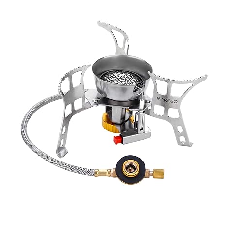Enkeeo 3000w Windproof Camping Stove Foldable Backpacking Stoves Ultralight Portable Gas Cooker With Piezo Ignition Pocket Size For Outdoor Camp