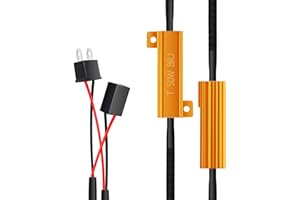 HOCOLO H7 Headlight Low Beam Fog Light Bulbs LED Resistor Kit Relay Harness Adapter Anti Flicker Error Decoder Warning Canceller (2pcs H7-Resistor Decoder)