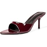 QIV Leopard Kitten Heels Pointed Toe Mule Heels for Women Open Toe Kitten Heel for Party Dressy Wedding