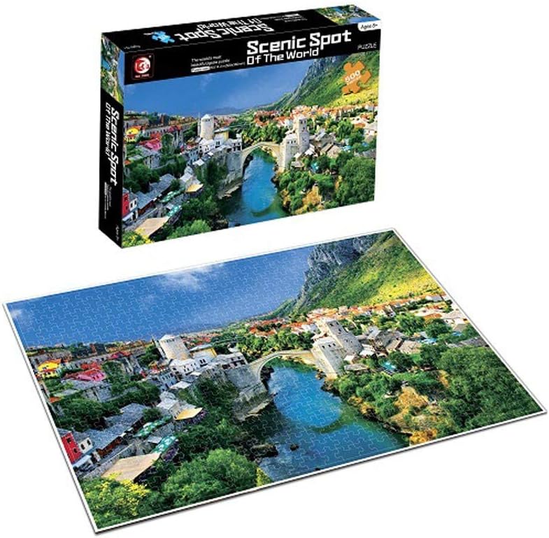 Jigsaw Puzzles 500 Pieces Puzzles for Adults Kids Large Puzzles Landscape Building Pattern Puzzle DIY Game Intellective Educational Toy