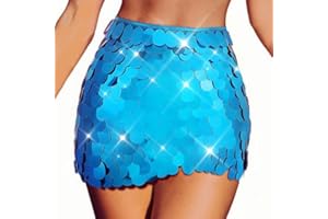 Zoestar Mermaid Sequin Skirt Sparkly Blue Belly Dance Skirts Rave Costume Outfits for Women