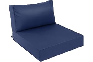 AAAAAcessories Outdoor Deep Seat Cushions, Waterproof, Fade-Resistant Patio Furniture Replacement Cushions, 23.5" x 25.5" x 5" + 23.5" x 13.5", Navy Blue