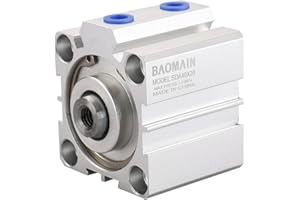 Baomain SDA40x20 Compact Thin Air Cylinder,1.58 inch(40 mm),Stroke 0.78 inch(20 mm), Double-Acting, Single Rod, Aluminum Body for Small Machinery and Industrial Automation