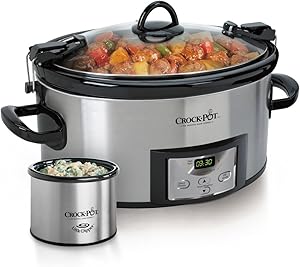 Crock pot SCCPVL619 S A 6 Quart Metallic Cooker with Hinged Lid, Black