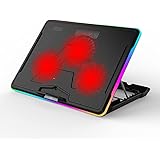 NACODEX RGB Laptop Fan Cooling Pad with 3 Quiet LED Fans and Touch Control for 15.6"-17" Laptop, Adjustable Comfortable Heigh