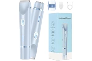 RTLVIO Dermave Bikini Shaver,2025 New Dual Head Shaver Women, 2 in 1 Wet & Dry Waterproof Electric Bikini Trimmer for Women,Blue
