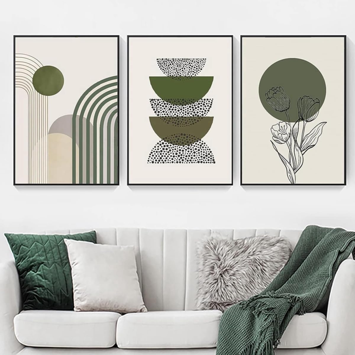 ZFTCN Set of 3 Boho Posters - Abstract Line Drawing Woman & Botanical Leaf Prints, Without Frame (12.3 x 60 cm)