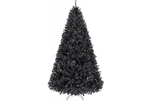 Yaheetech 6ft Black Artificial Christmas Pine Tree Seasonal Holiday Carnival Home Party Decoration for Home, Office, Party Decoration Indoor Outdoor with 818 Branch Tips and Foldable Stand
