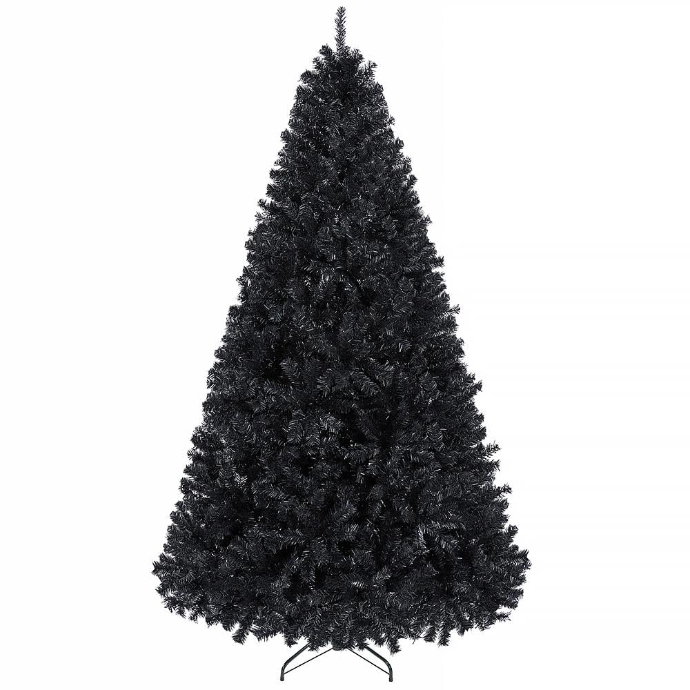 Yaheetech 6ft Black Artificial Christmas Pine Tree Seasonal Holiday Carnival Home Party Decoration for Home, Office, Party Decoration Indoor Outdoor with 818 Branch Tips and Foldable Stand Image