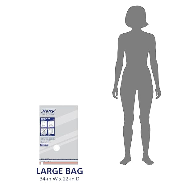 HEFTY SHRINK-PAK HEAVY DUTY VACUUM STORAGE BAGS – FOR CLOTHES, PILLOWS, TOWELS, BLANKETS & MORE – SPACE SAVER VACUUM SUCTION SEAL FOR HOME OR TRAVEL – 4 LARGE BAGS, 34 X 22 INCHES