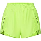 LALA BIRDS Athletic Shorts for Women High Split Running Workout Quick Dry Shorts with Liner(No Pocket)