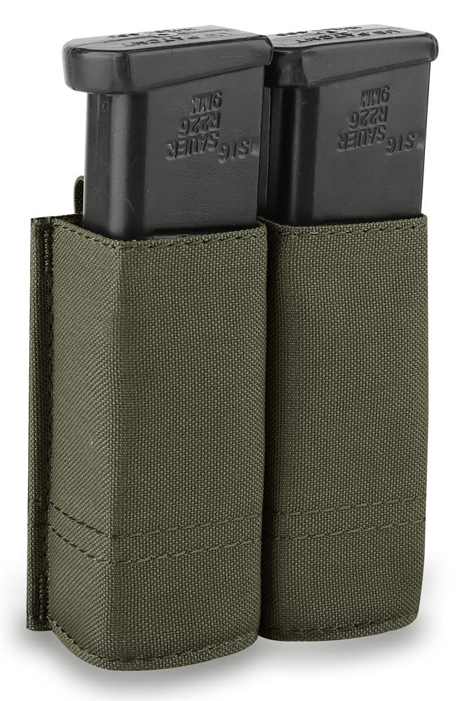 KRYDEX GEAR Tactical Pistol Magazine Pouch, Double Pistol Mag Pouch 9mm Pistol Mag Holder with Quick Release Magazine Pouch Insert (Ranger Green)