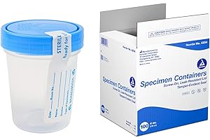 Dynarex Specimen Containers, Sterile, Tab Type, Tamper Evident, 100 Count