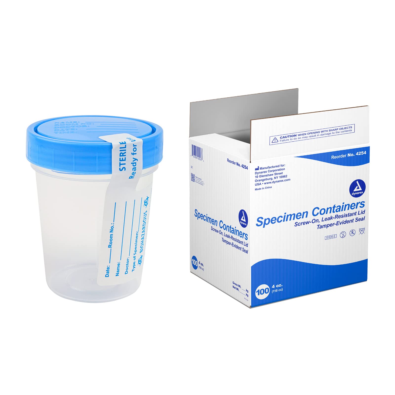 Dynarex Specimen Containers, 4 oz., Sterile, Bulk