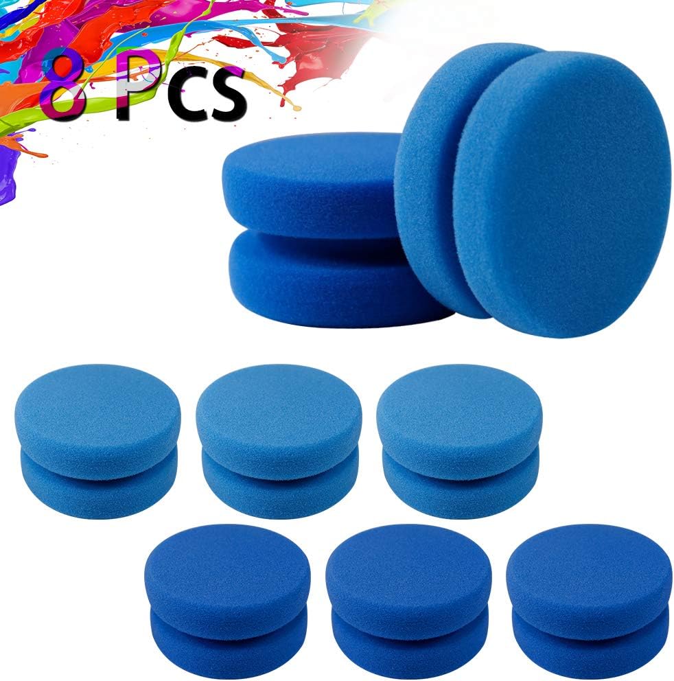 ATROPOS 8 Pieces Paint Sponges, Double Layer Circular Painting Sponge Applicator, Reusable and Washable, Perfect for Tire Detailing, Painting, Craft, Kitchen Cleaning