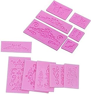 HPiano Kuchen Silikonform Prägen (EIN Satz von 12) Blume Spitze Retro Relief Silikon Fondant Dekor Zucker Icing Mold Mat für Kuchen dekorieren Cupcakes Sugarcraft Candies Perle Fondant