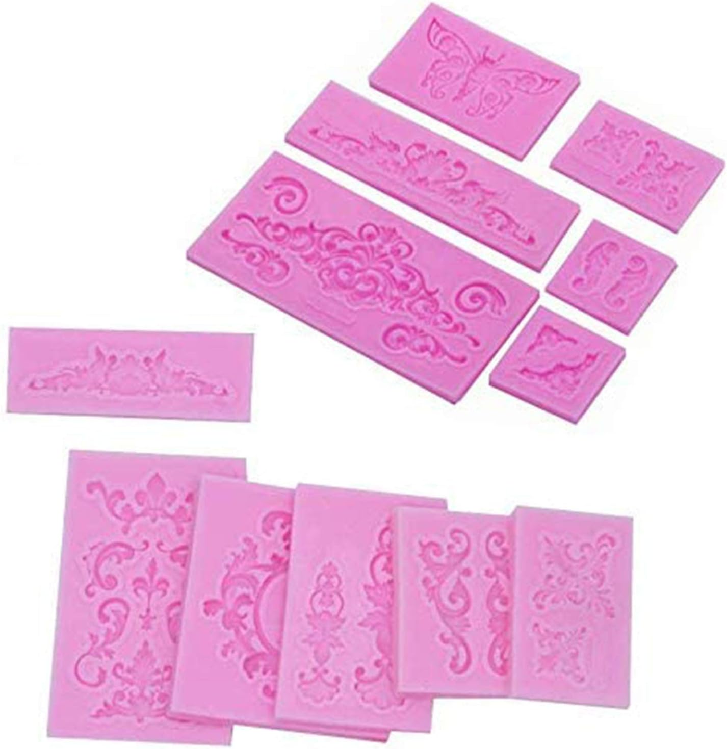 HPiano Kuchen Silikonform Prägen (EIN Satz von 12) Blume Spitze Retro Relief Silikon Fondant Dekor Zucker Icing Mold Mat für Kuchen dekorieren Cupcakes Sugarcraft Candies Perle Fondant