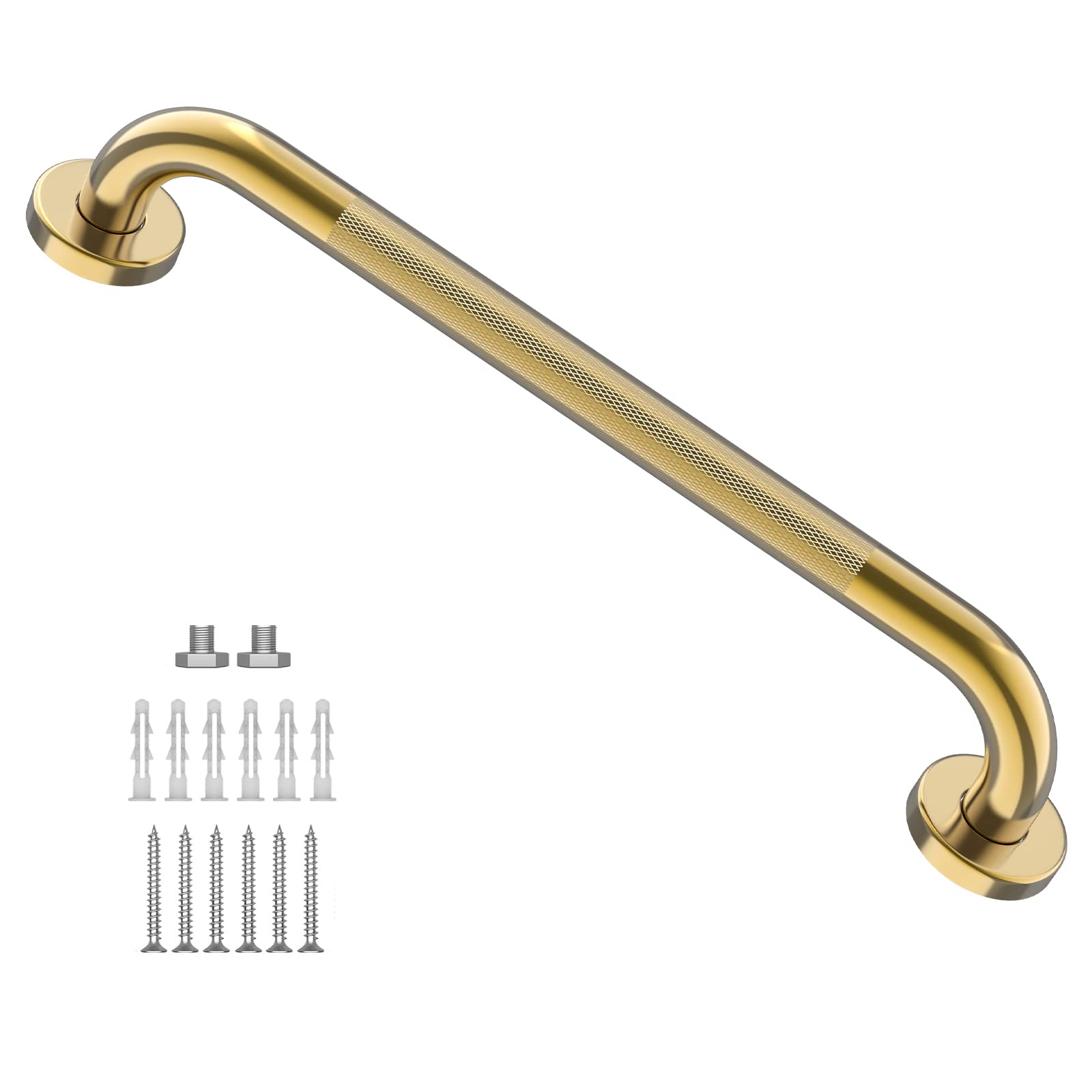 Photo 1 of Gold Shower Grab Bar 24 Inch, Zepolu Stainless Steel Anti-Slip Bathroom Grab Bar w/Knurled Grip, Golden Safety Balance Support Toilet Assist Handrail Textured Handle for Handicap Injury Elderly Senior