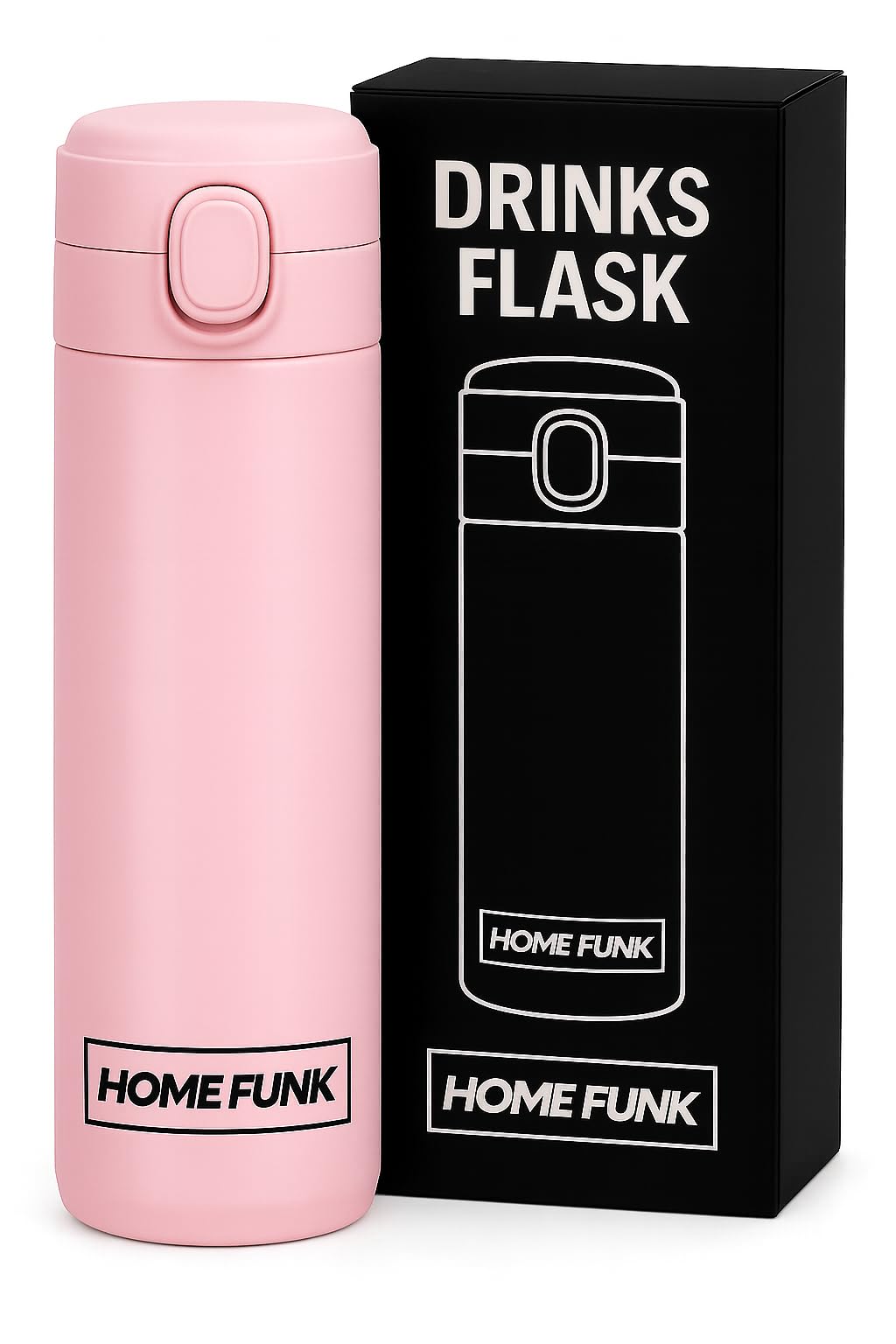 HOMEFUNK Flask for Hot Drink Hot Water Flask Insulated Thermal Mug Stainless Steel Leakproof Thermal Water Bottle(Pink)