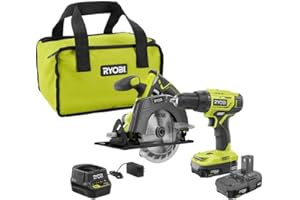 Ryobi P1816 18V Drill and Circular Saw Starter Kit with Two 1.5Ah Batteries and Charger