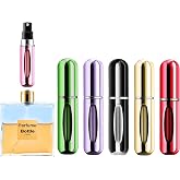 Portable Mini Perfume Atomizer Bottle, Atomizer Perfume Spray, Scent Pump Case, Refillable Travel (5ml, 5 Pack) (Purple, Gold, Green, Red, Black)