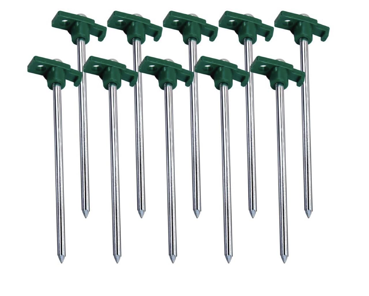 ADEPTNA Heavy-Duty Storm Proof 10 Pack Galvanized Steel Rust Proof Tent Pegs – These Steel Hard Ground Pegs are Ideal for a Hard and Rocky Ground