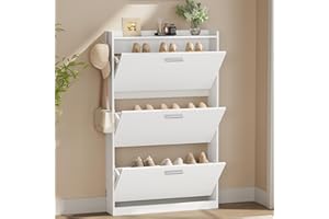 Shoe Cabinet Organizer with 3 Flip Drawers，Freestanding Shoe Rack Cabinet，Narrow Shoe Cabinet Storage for entryway，Foyer, Hal