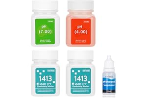 YINMIK pH Calibration Solution EC Calibration Liquid, pH Probe Storage Solution 4.00 pH Buffer Solution 7.00 pH Meter Calibration Solution KCL Storage Solution 1413 μS/cm Conductivity Calibration Fluid