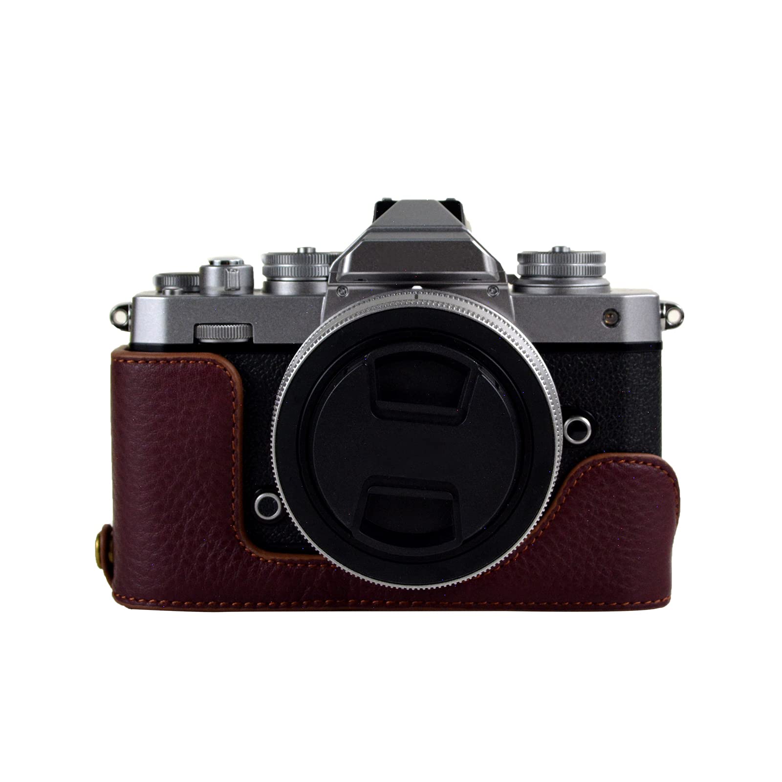 MUZIRI KINOKOO ZFC Case, Genuine Leather Half Body Camera Base Case Bag Compatible for Nikon Z fc Zfc with Bottom Opening Design Coffee