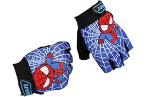 Miokkley Kids Fingerless Bike Gloves, Spider Superhero Sport Gloves for Children Monkey Bars Climbing Cycling Biking Fishing