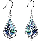 VONALA Tree of Life Earrings Sterling Silver Teardrop Abalone Shell Tree of Life Dangle Earrings Tree of Life Jewelry Gifts for Women