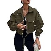 UEAL Womens Cropped Bomber Jacket 2026 Trendy Zip Up Lightweight Utility Anorak Coat With Pockets