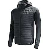 baleaf Men's Running Jacket Lightweight Warm Up Puffer Jacket Hybrid Thermal Hiking Golf Insulated Coat Thumble Hole